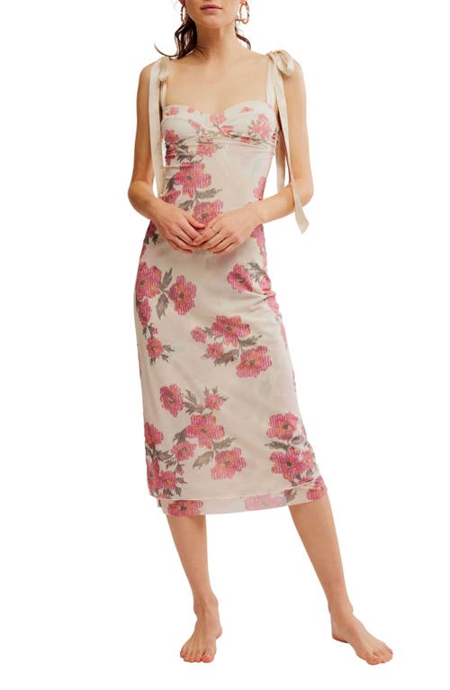 Shop Free People Floral Layered Mesh Slipdress In Tea Combo