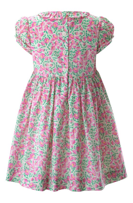 Shop Rachel Riley Kids' Floral Smocked Dress In Pink