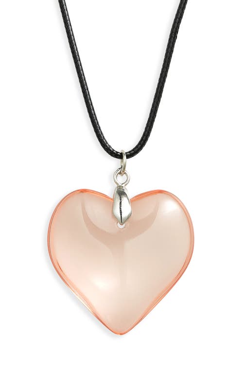 Heart Pendant Necklace in Black- Amber