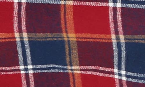 Jachs Plaid Long Sleeve Stretch Cotton Button-up Shirt In Red Navy Plaid Flannel