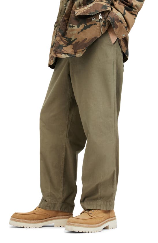 Shop Allsaints Buck Stretch Twill Drawstring Pants In Military Green