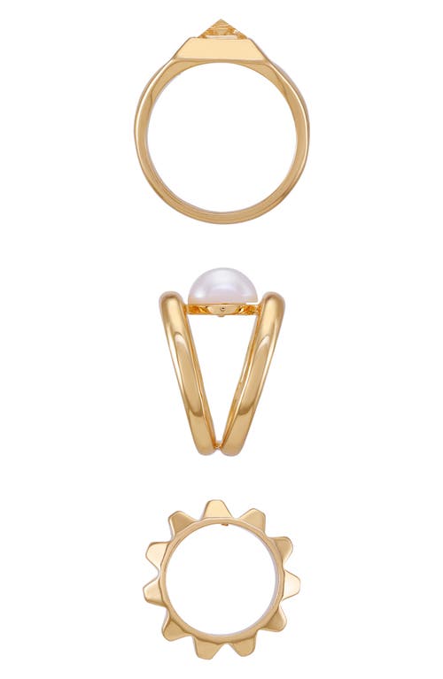 Vince Camuto Assorted 3-pack Ring Set In Gold Tone