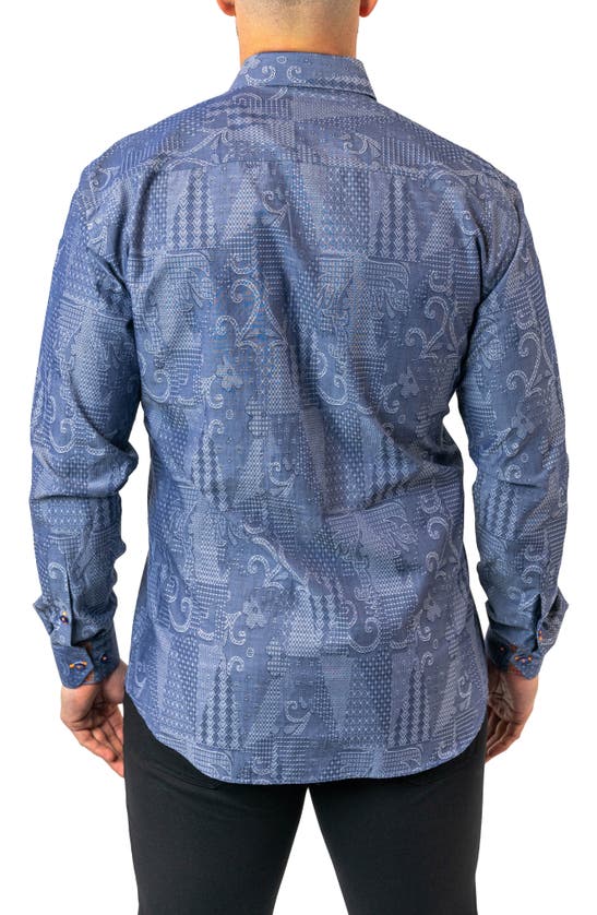 Shop Maceoo Fibonacci Denimpatch Blue Contemporary Fit Button-up Shirt