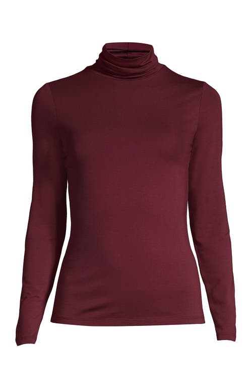 Shop Lands' End Lightweight Jersey Skimming Long Sleeve Turtleneck In Rich Burgundy