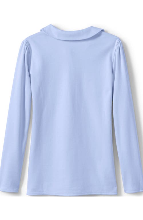 Shop Lands' End Girls Long Sleeve Peter Pan Collar Polo Shirt In Blue