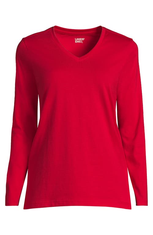 Shop Lands' End Plus Size Relaxed Supima Cotton Long Sleeve V-neck T-shirt In Heritage Red