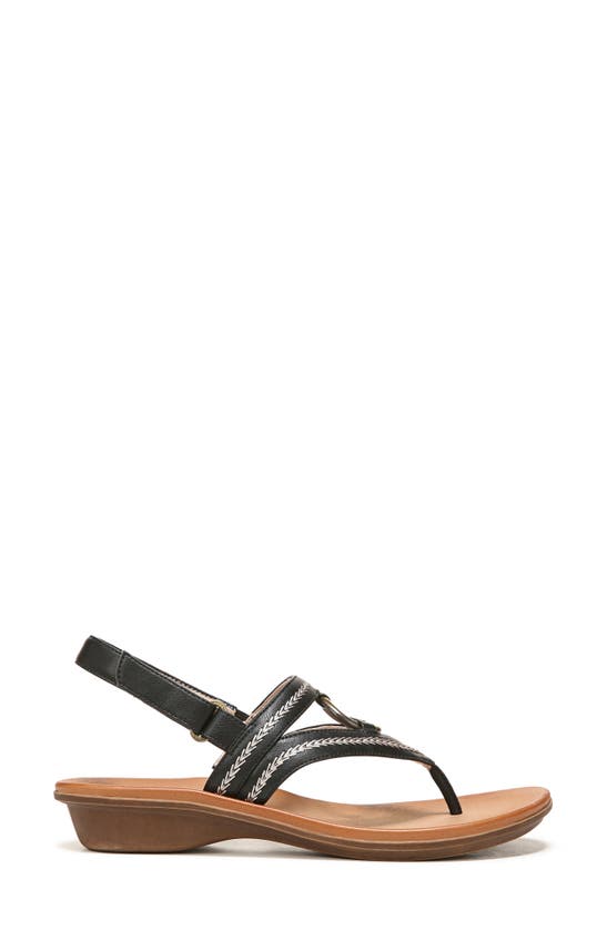 Natural Soul Sunny Slingback Thong Sandal In Black Smooth Synthetic