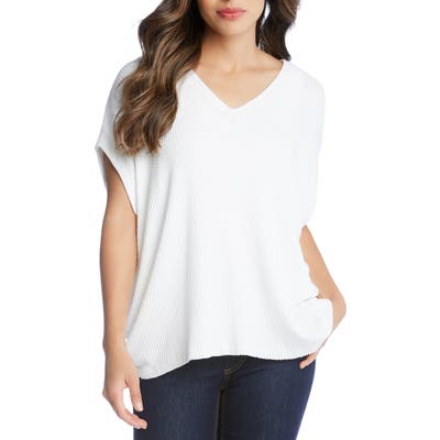 Karen Kane Textured High/low Top, White