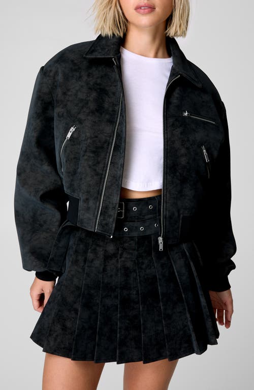 Shop Nasty Gal Oversize Faux Suede Bomber Jacket In Black