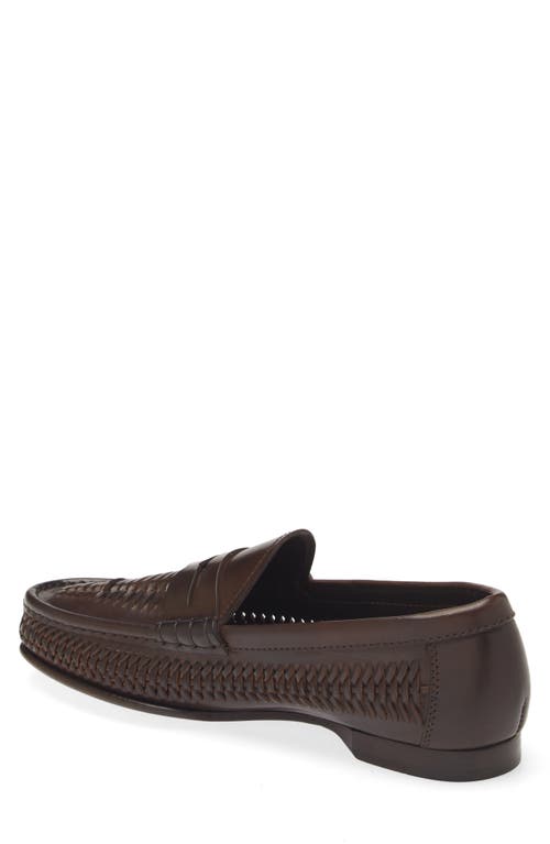 Shop Ralph Lauren Purple Label Chalmers Woven Penny Loafer In Luggage Brown