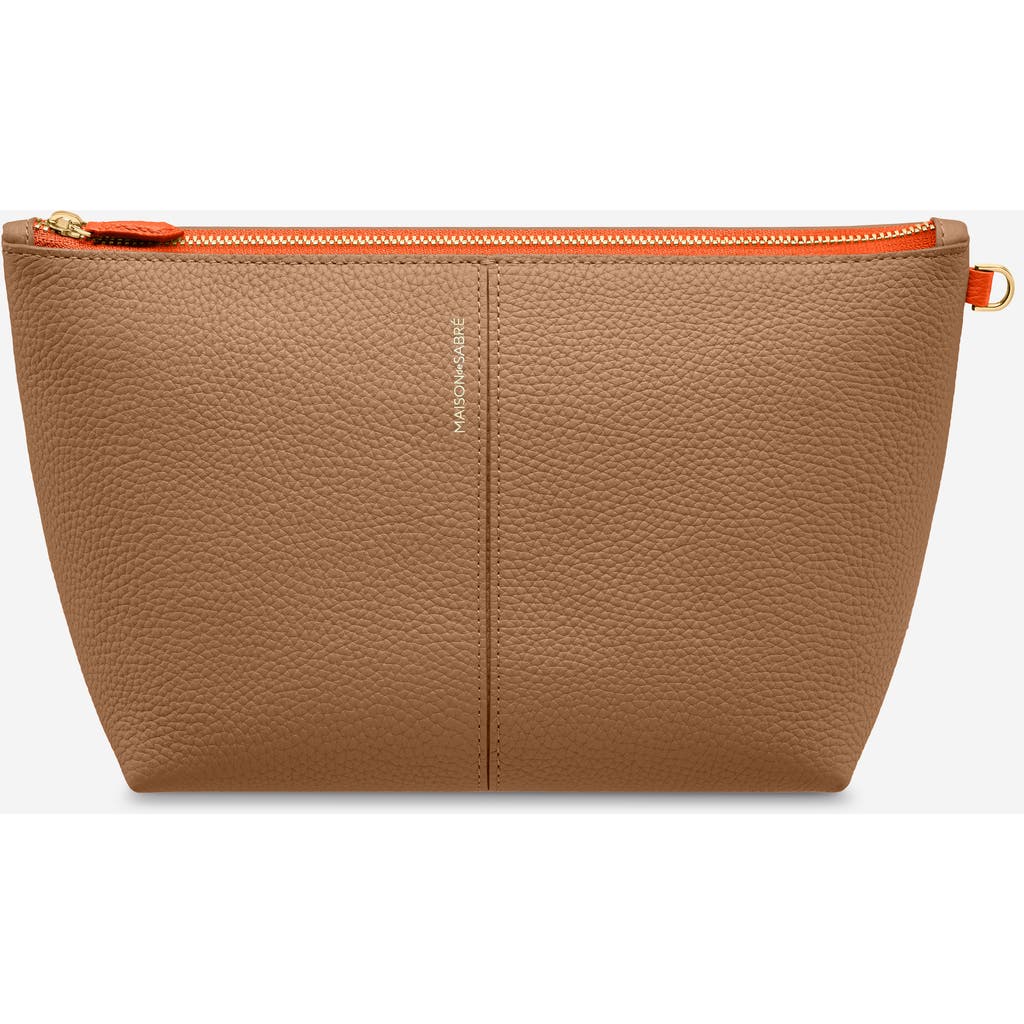 Maison De Sabre Maison De Sabré Medium Leather Flaire Pouch In Manhattan Sandstone