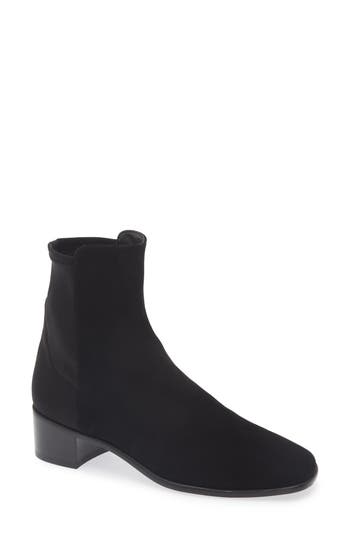 Stuart Weitzman Women's City Block Heel Suede Ankle Boots In Black
