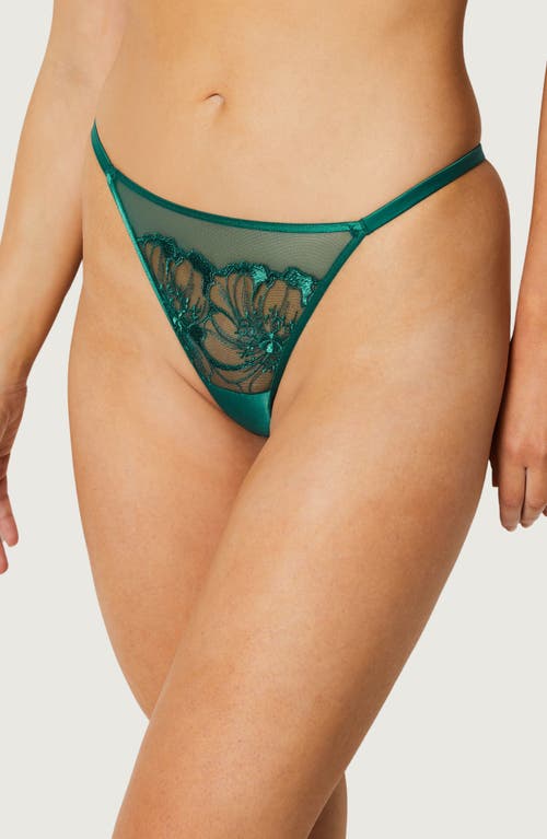 Shop Etam Amaryllis Embroidered Thong In Duck-egg Blue