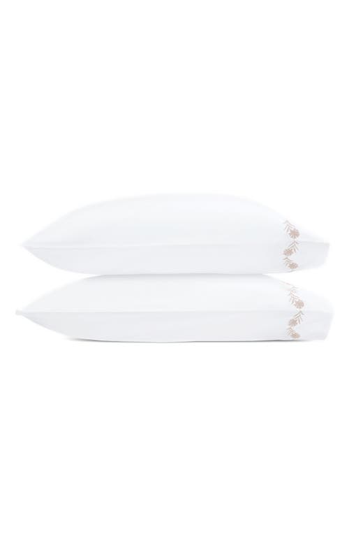 Matouk Daphne Set of 2 Floral Embroidered 520 Thread Count Pillowcases in Dune at Nordstrom, Size Standard