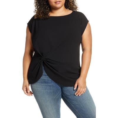 Plus Size Vince Camuto Side Cinch Top, Black