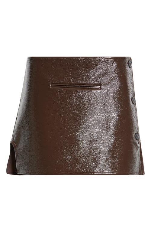 Shop Courrèges Oblique Vinyl Miniskirt In Chocolate