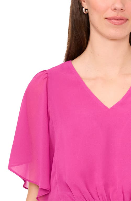 Shop Halogenr Halogen(r) Flutter Sleeve Smocked Waist Top In Vivid Plum Purple