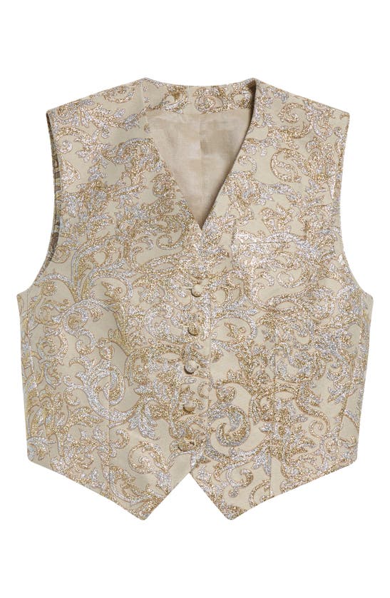 Shop Stella Mccartney Metallic Brocade Crop Vest In 8250 - Gold