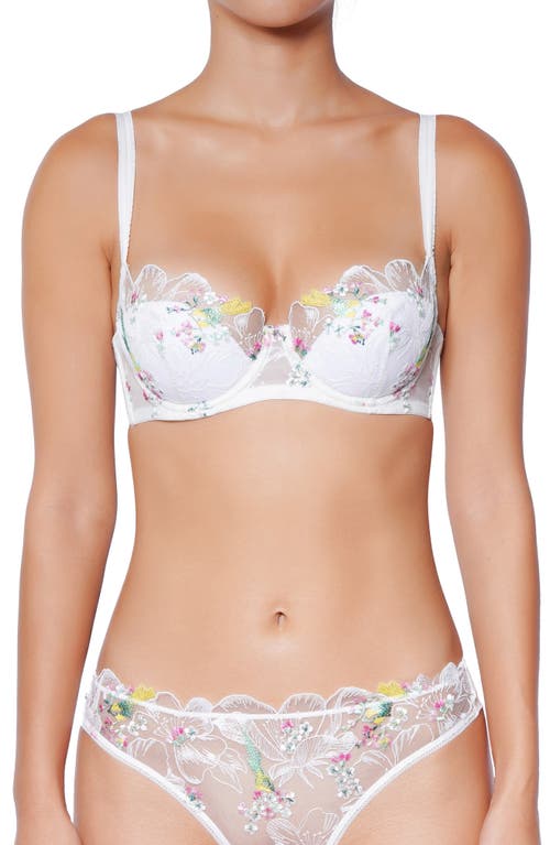 Huit Winter Romance Underwire Padded Balconette Bra In Floral White