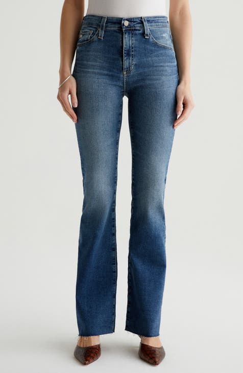 Farrah High Waist Fray Hem Bootcut Jeans (14 Years Picturesque)