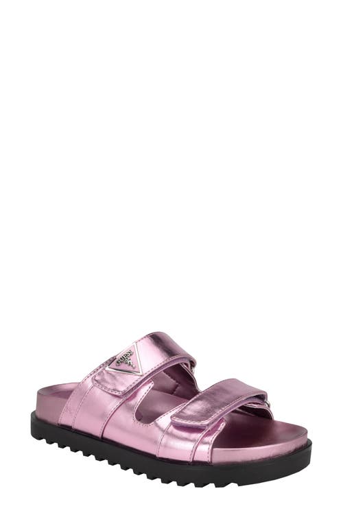 Guess Fabula Slide Sandal In Medium Pink
