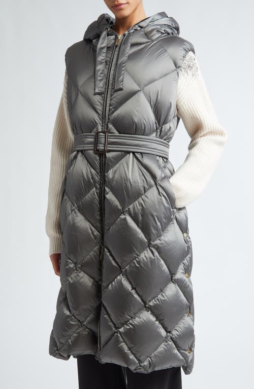 Max Mara The Cube Tregil Diamond Quilted Down Longline Vest In Medium Grey