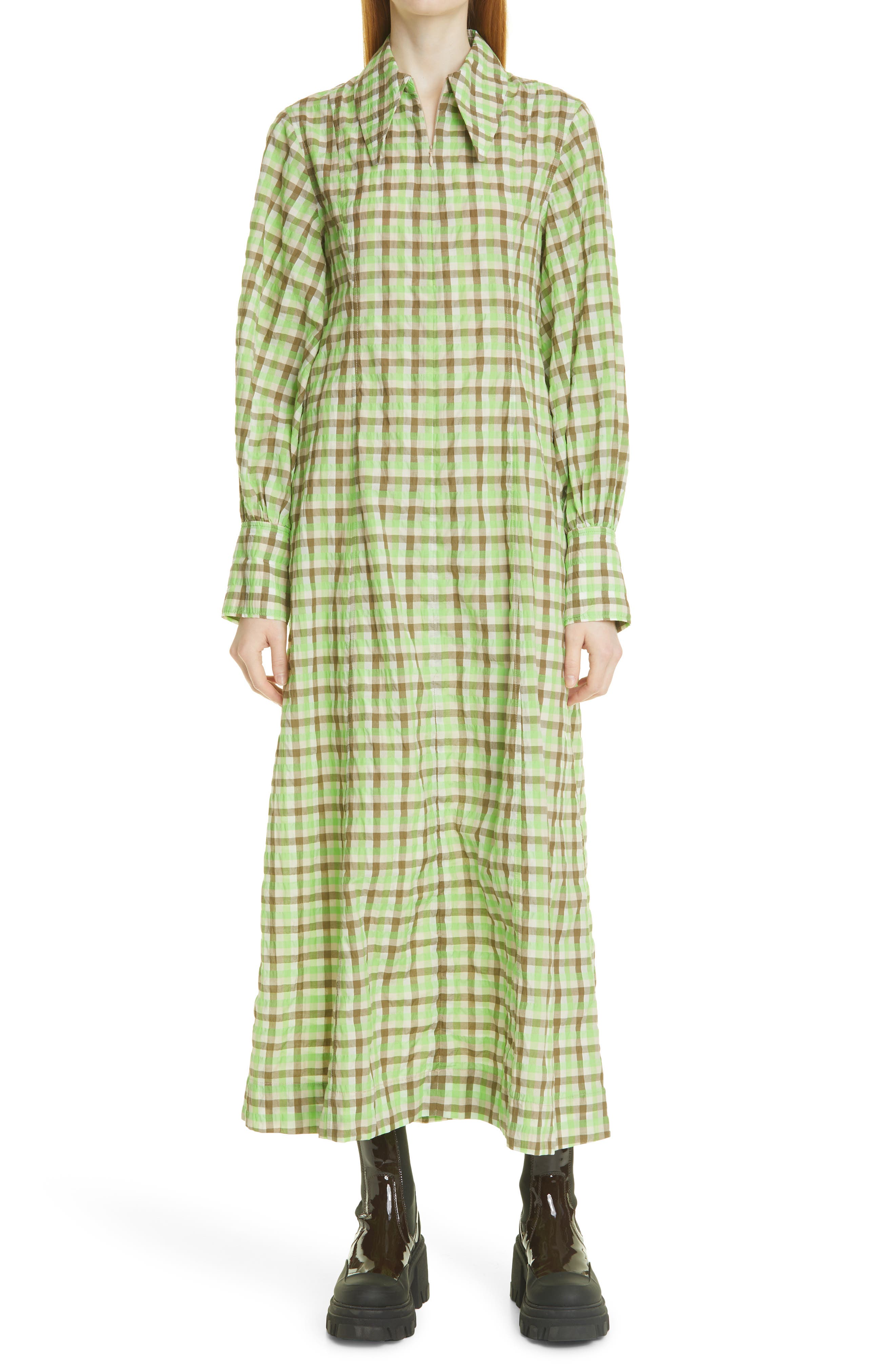 ganni checkered dress