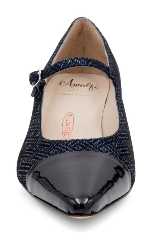 Amalfi By Rangoni Pluto Mary Jane Pointed Cap Toe Pump In Tetris Blu/black Vernice