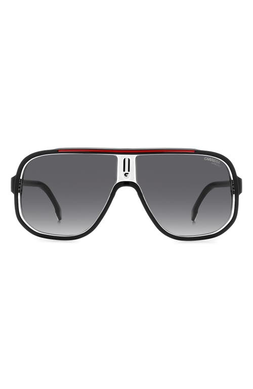 Carrera Eyewear 63mm Oversize Rectangular Navigator Sunglasses In Black Red/grey Shaded
