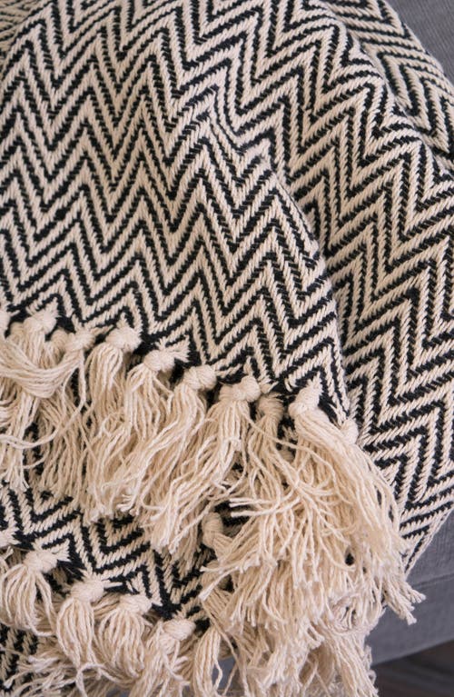 Design Imports Tassel Throw Blanket In Black