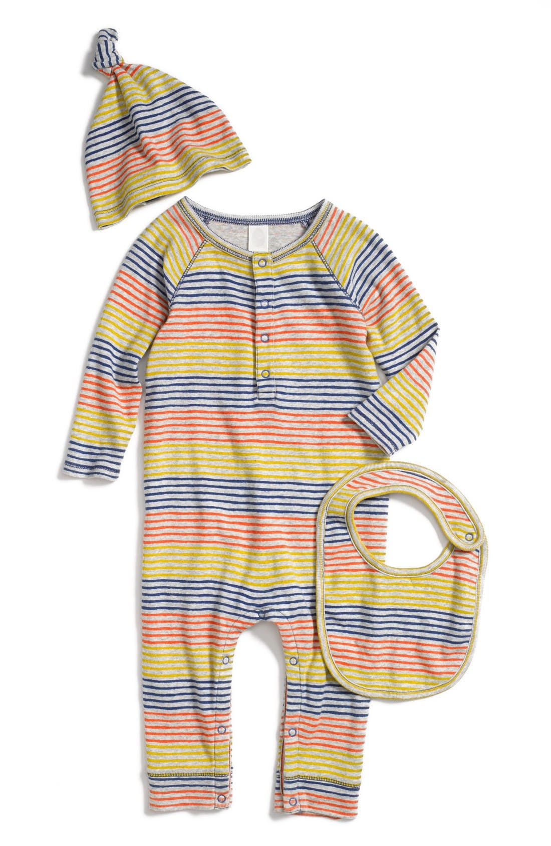 Stem Baby Organic Cotton Romper, Cap & Bib (Baby Boys) Nordstrom