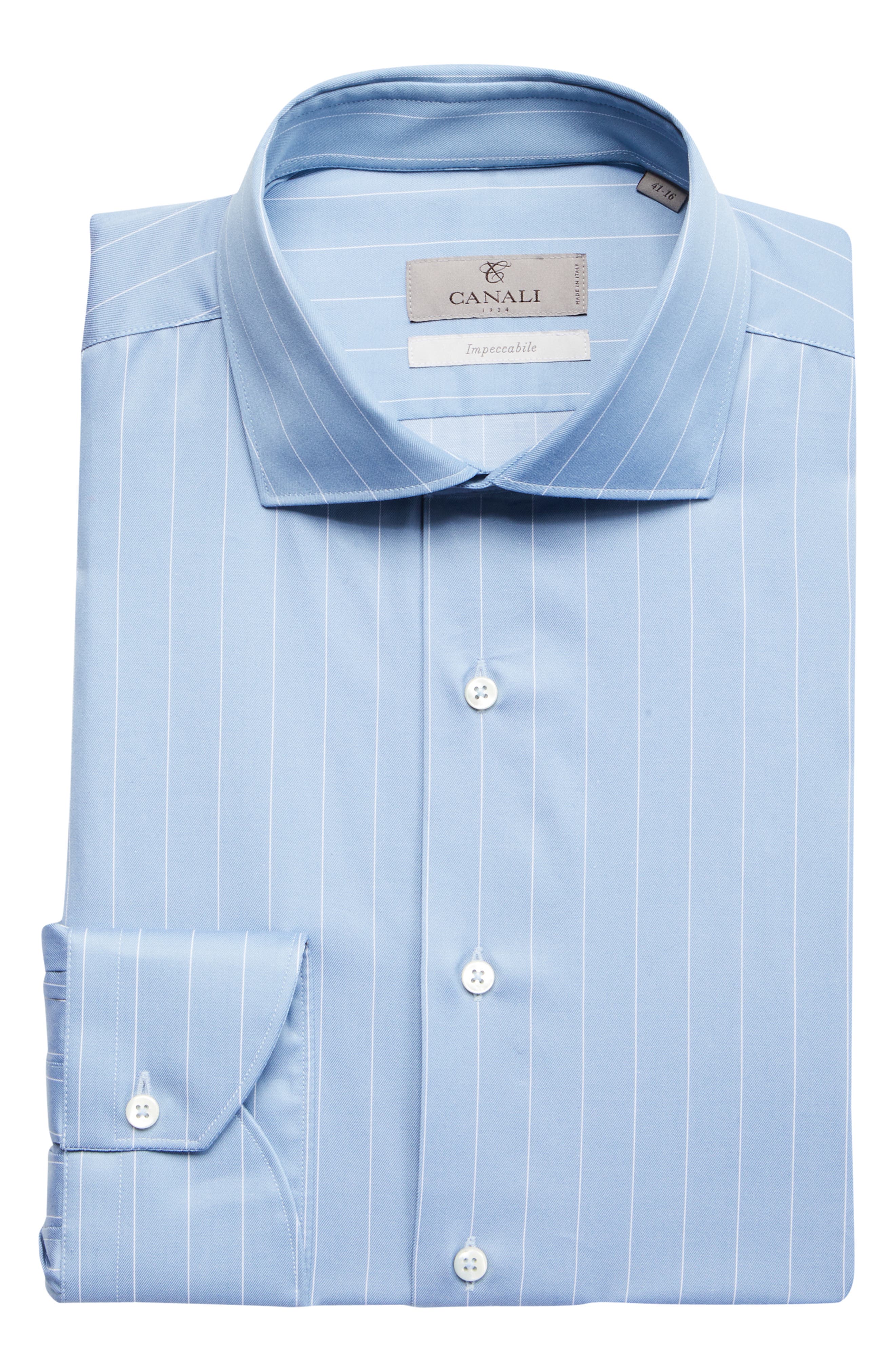 Canali Men's Impeccabile Stripe Dress Shirt in Blue