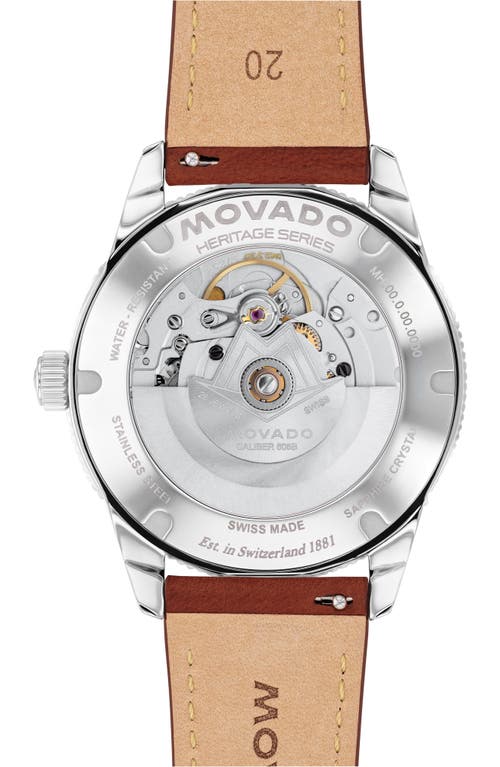 Shop Movado Calendoplan Leather Strap Watch, 40mm In White