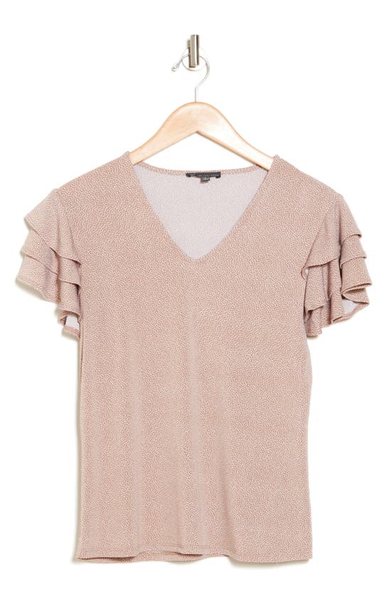 Adrianna Papell Flutter Sleeve Top In Neutral