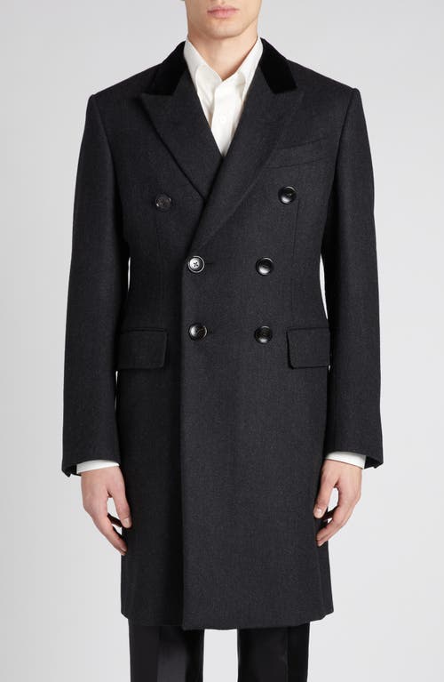 Shop Tom Ford Double Breasted Herringbone Wool & Cashmere Coat In Ig690 Charcoal