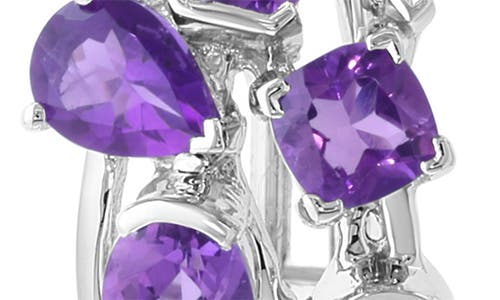 Effy Amethyst Cluster Huggie Hoop Earrings In Purple