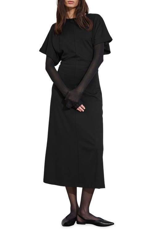 Shop & Other Stories Dolman Sleeve Midi Dress In Black Dark