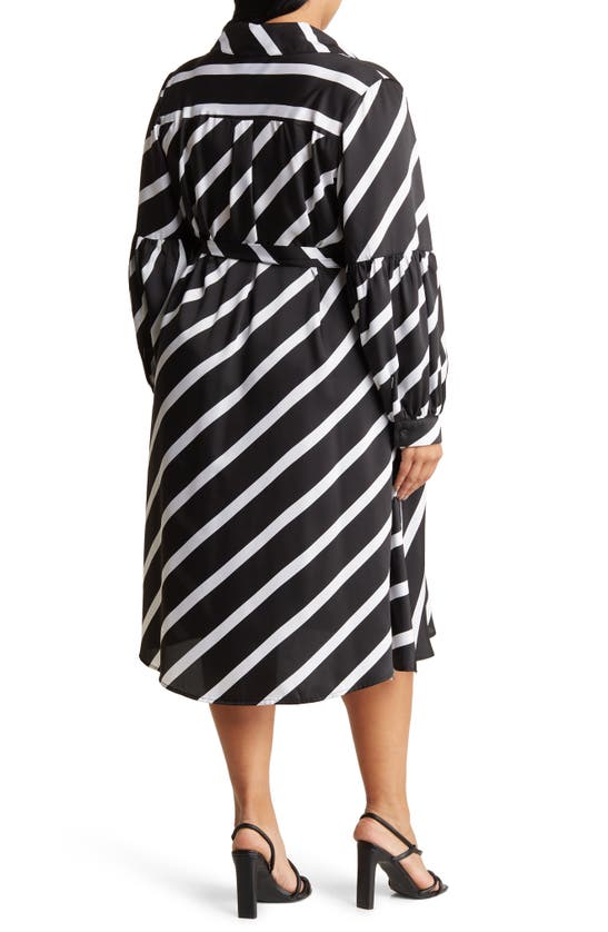 Shop By Design Castaway Stripe Long Sleeve Shirtdress In Black And White Combo