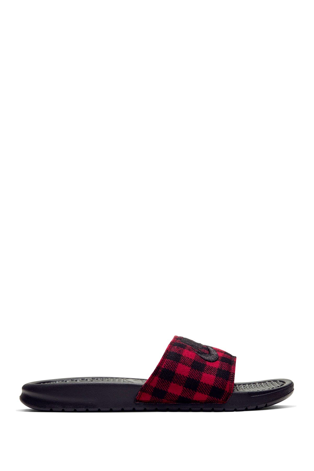 buffalo plaid nike slides