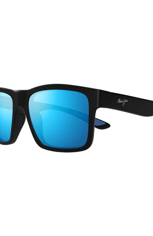 Maui Jim The Flats 57mm Polarizedplus2® Rectangular Sunglasses In Black/blue Hawaii