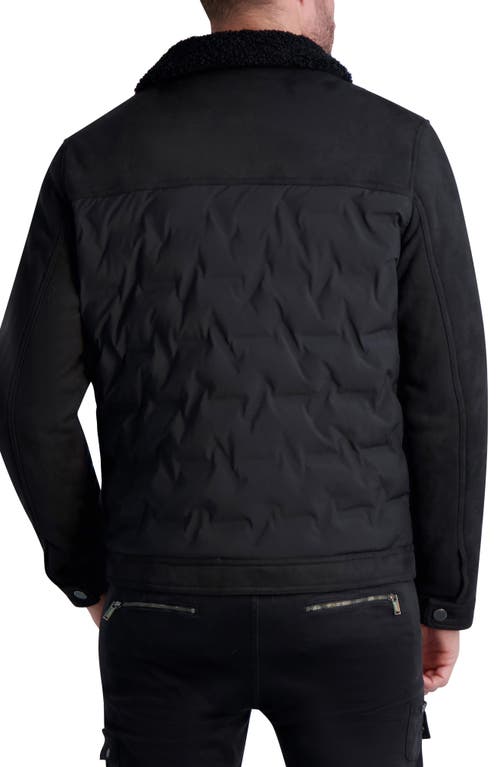 KARL LAGERFELD KARL LAGERFELD PARIS TRUCKER JACKET WITH FAUX SHEARLING COLLAR