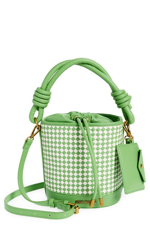 Shop Steve Madden Whirl Woven Bucket Bag In Greenflare/vanilla