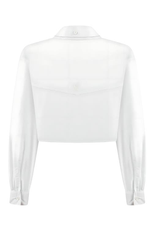 Shop Nocturne Double Collar Cotton Button-up Shirt In White