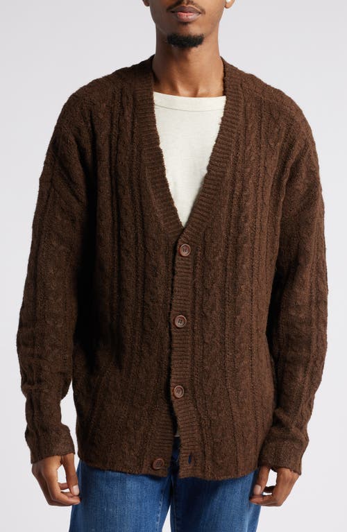 Shop Bp. Oversize Cable Stitch Cardigan In Brown Chestnut