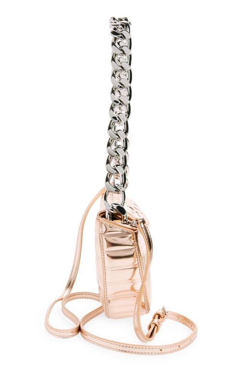 Tory Burch Mini Fleming Soft Metallic Crescent Shoulder Bag In Rose Gold