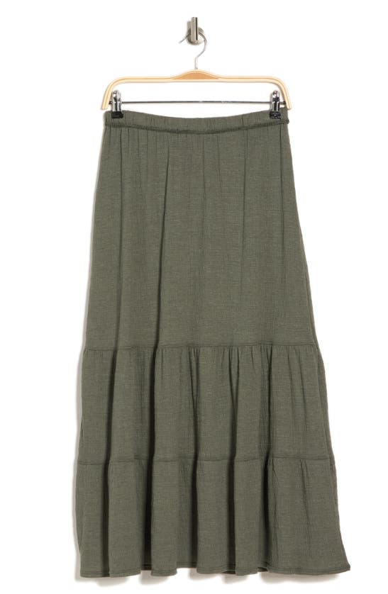Max Studio Textured Knit Tiered Maxi Skirt In Army