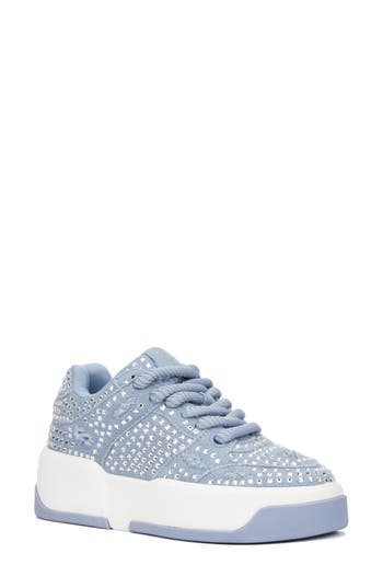 Olivia Miller Lunar Rays Rhinestone Sneaker In Denim
