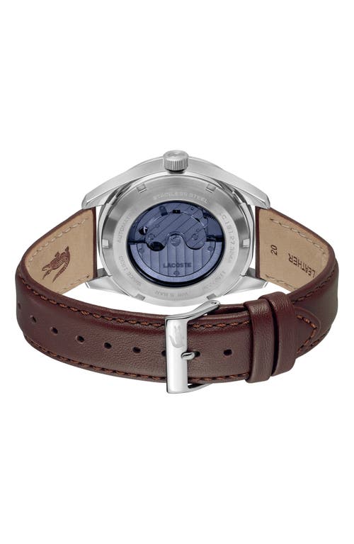 Lacoste Boston Automatique Leather Strap Watch, 40mm In Blue