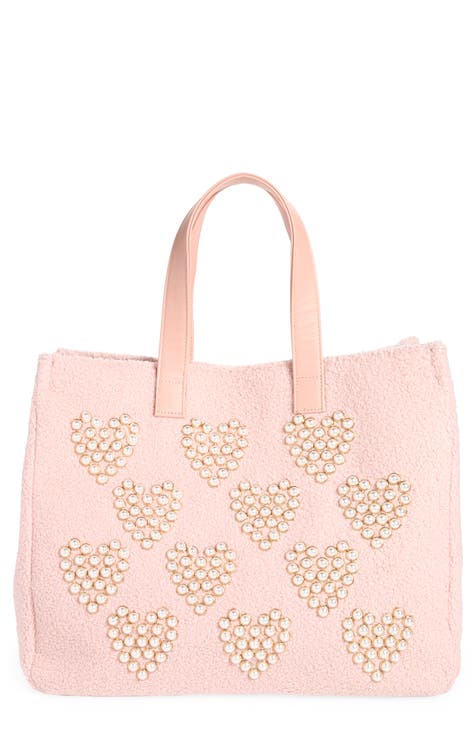 blush leather tote bag