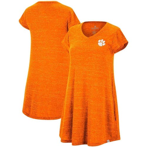 Women's Colosseum Heathered Orange Clemson Tigers Diary V-Neck T-Shirt Dress in Heather Orange